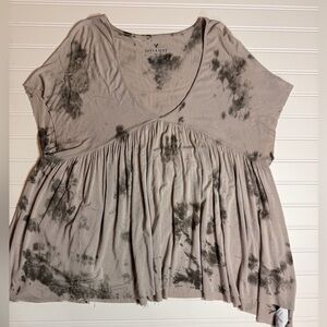 American Eagle Outfitters Gray Tie-Dye Blouse
